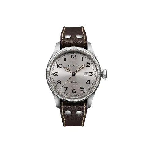 HAMILTON Khaki Field Series Автоматический Механический Механизм Мужские Часы 50 Серебристый Циферблат Корпус из Нержавеющей Стали Кожаный Ремешок