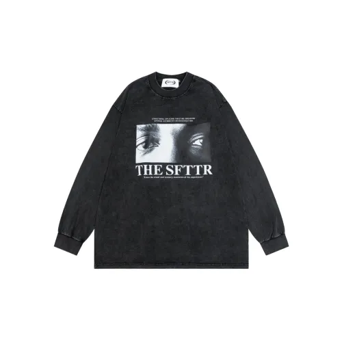 SFTTR Прямой крой Длинный рукав Т-рубашка Унисекс Черный