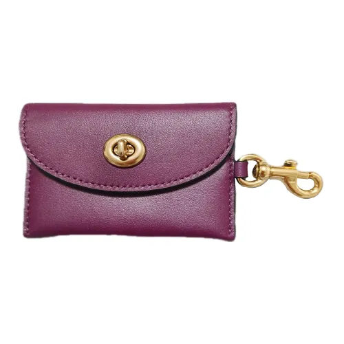 COACH Кожа Держатель для карт Монетник Брелок Сумка Мерч Женский Фиолетовый