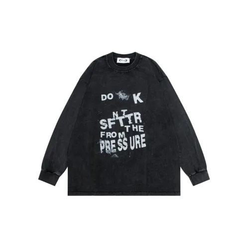 SFTTR Прямой крой Длинный рукав Т-рубашка Унисекс Черный