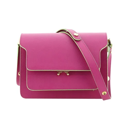 MARNI Основная часть Коровья кожа Сумка через плечо Сумка на плечо Средняя Женская Розово-красная