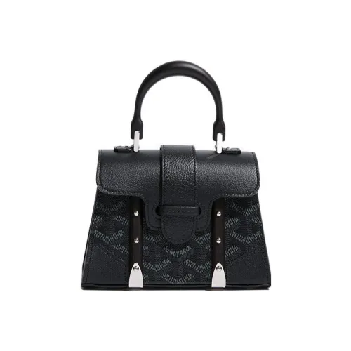 GOYARD Saigon Холст Телячья кожа Сумка через плечо Сумка Мини Женская Черная