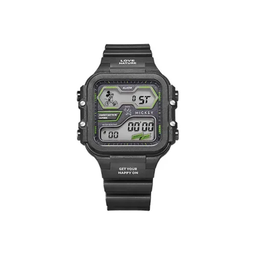 Disney Mickey Series Электронные Механические Часы Силиконовый Ремешок Унисекс Черный Циферблат