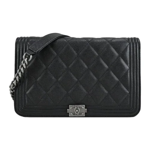 CHANEL LeboyWOC Корова Кожа Маленькая Сумка через плечо Сумка на плечо Женская Черная