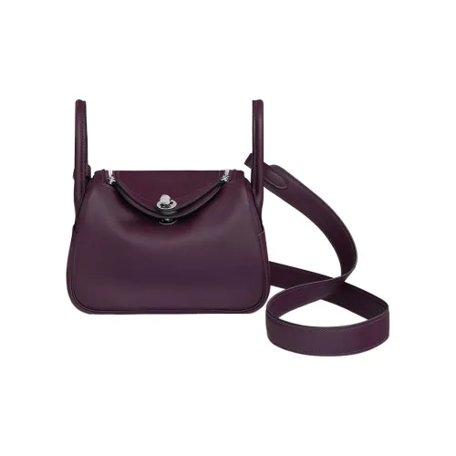 HERMES Lindy Swift Кожа Сумка Сумка через плечо Сумка через плечо Мини Женская Фиолетовая Черная Смородина Королевский Синий