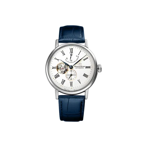 ORIENT STAR Автоматический Механический Механизм Кожаный Ремешок Часы Мужские Белый Циферблат RE AV0007S00B