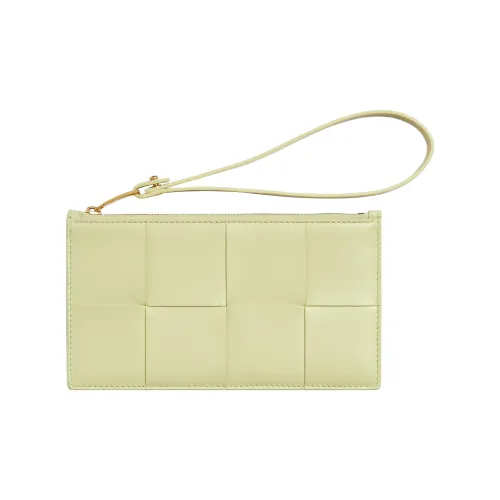 Bottega Veneta Lambskin Calfskin Clutch Regular Women's Lemon