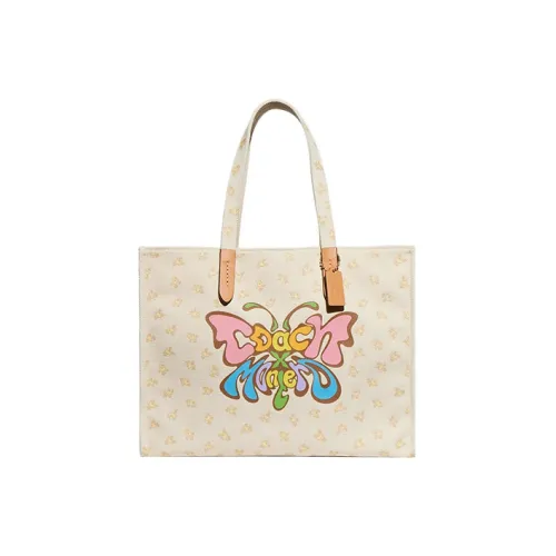 COACH Lil Nas Коллаборация Холст Цвет Дубленая Кожа Тоут Сумка Сумка для покупок Холст Сумка Сумка через плечо