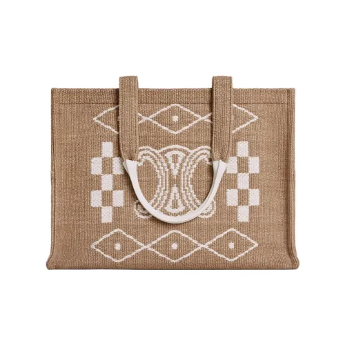 CELINE Cabas Thais Текстиль Коровья кожа Тоут Сумка Сумка для покупок Сумка Большая Женская Светлый Умбра