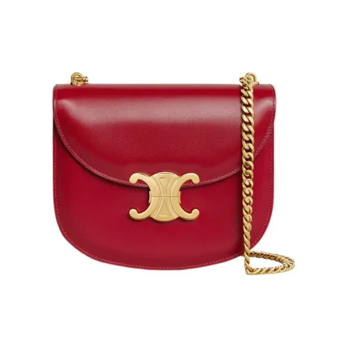 CELINE BesaceTriomphe Коровья кожа Сумка через плечо Сумка на плечо Женская Велюр Красная