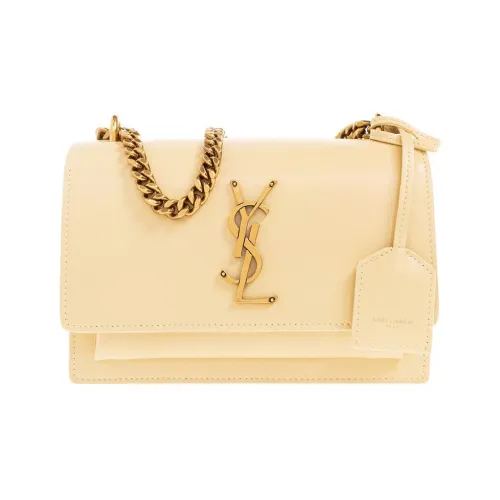SAINT LAURENT Sunset Телячья кожа Sunset Сумка через плечо Маленькая Женская Желтая