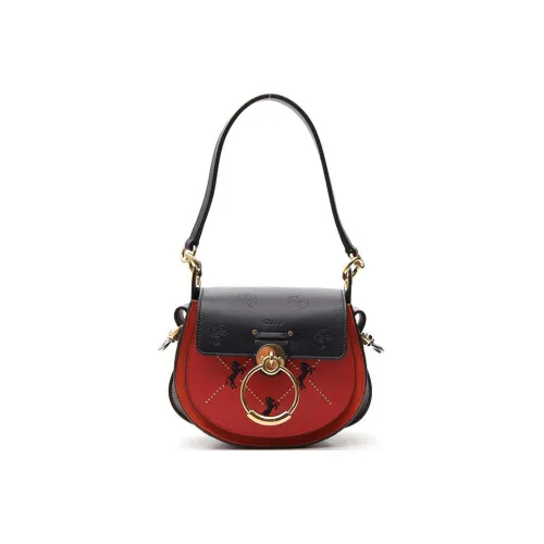 Chloe Tess Гладкая отделка Телячья кожа Плечевая сумка Женская Оранжевый Красный