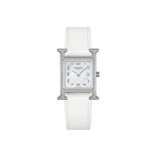 HERMES Наручные часы Кварцевый механизм Натуральная кожа Ремешок 25 мм Жемчужная раковина Циферблат Цвет Женские