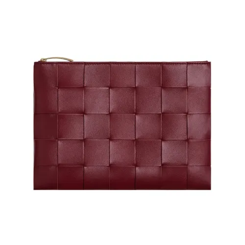 Bottega Veneta Lambskin Clutch Medium Women's Burgundy