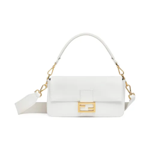 FENDI Baguette Linen Lambskin Crossbody One Shoulder Bag Medium Women's Multicolor