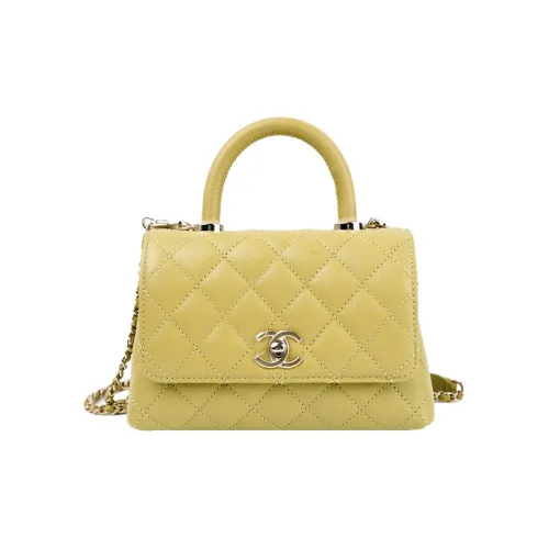 CHANEL Coco Handle Телячья кожа Ручная сумка Сумка через плечо Сумка на плечо Мини Женская Светло-зеленая