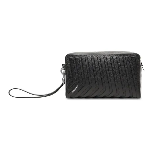 Balenciaga Телячья кожа с текстурой Сумка для туалетных принадлежностей Мужская Черная