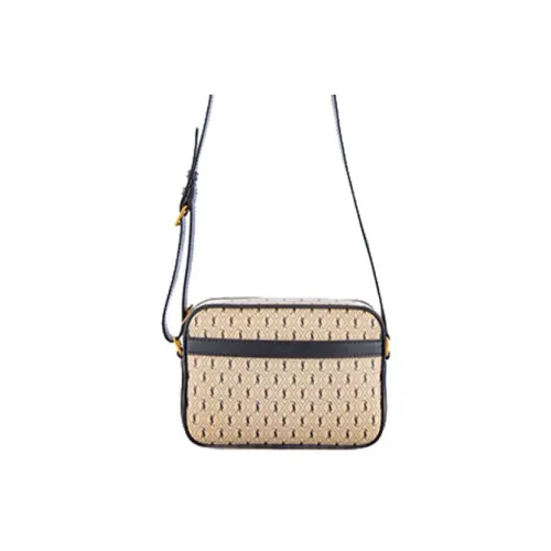 SAINT LAURENT Холст с кожей Camera Сумка Сумка через плечо Стандартная Мужская Бежево-желтая Черная