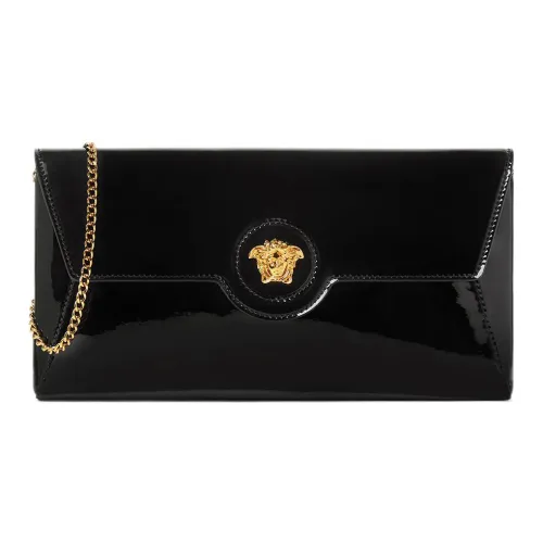 VERSACE La Medusa Корова Кожа Конверт Сумка Одно Плечо Через Плечо Клатч Женский Черный