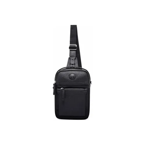 JAGUAR Leather Sling Bag Men's Black