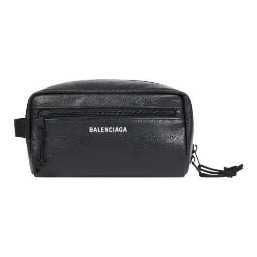 Balenciaga Explorer Телячья кожа с рельефом Клатч Туалетная сумка Обычный Мужской Черный