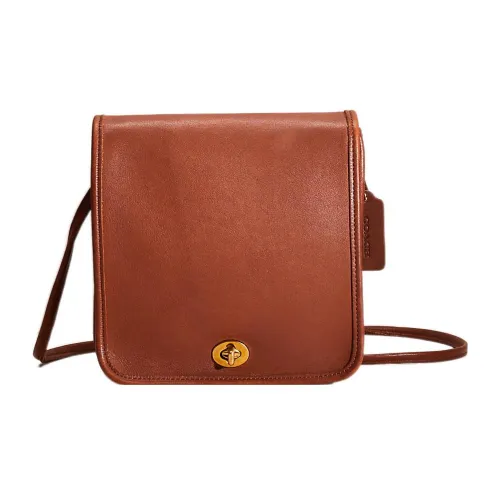 COACH Компактный кожаный маленький квадратный рюкзак через плечо маленькая женская однотонная коричневая сумка