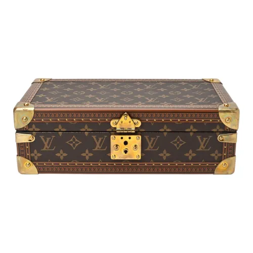 LOUIS VUITTON COFFRET TRESOR Холст с кожей Наручные часы Коробка Восемь Коробка для часов Твердый Чехол Женские Коричнево-красный Подкладка