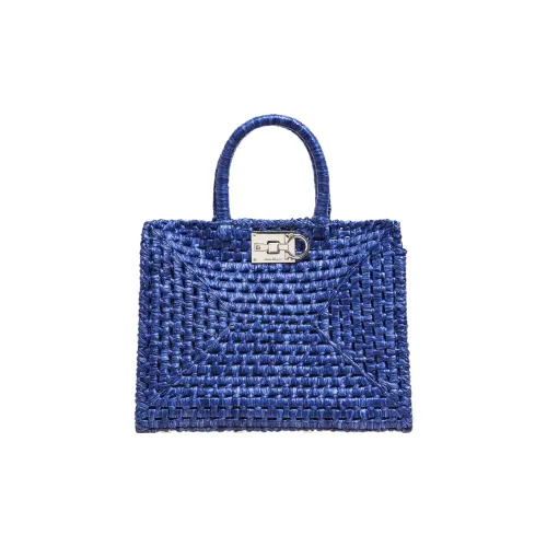 FERRAGAMO Studio Ткань Соломенная Сумка Сумка Женская Синяя