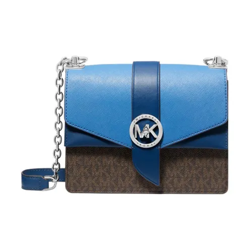 MICHAEL KORS Greenwich Холст Сумка через плечо Маленькая Женская Коричневый и Синий