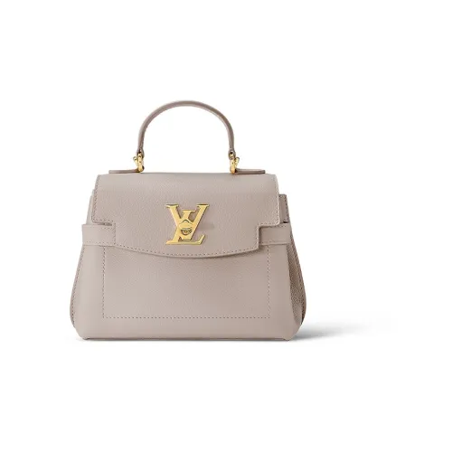 LOUIS VUITTON Lockme Ever Grained Телячья кожа Сумка через плечо Сумка Мини Женская Серо-бежевая