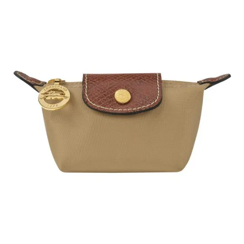 LONGCHAMP Le Pliage Холст с кожей Комбинированный Холст Сумка Кошелек для монет Женские Коричневый
