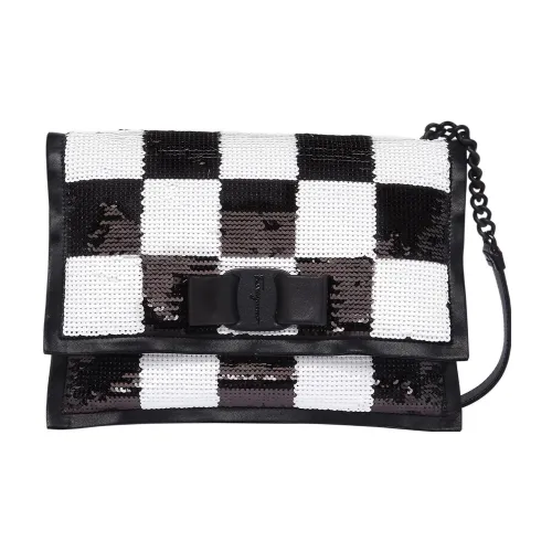 FERRAGAMO Viva Ткань Сумка через плечо Сумка на плечо Женская Черная Белая