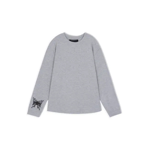 Discover Mental Club x INNERSECT Круглый вырез Свободный крой Прямой крой Длинный рукав Т-рубашка Unisex Light Серый