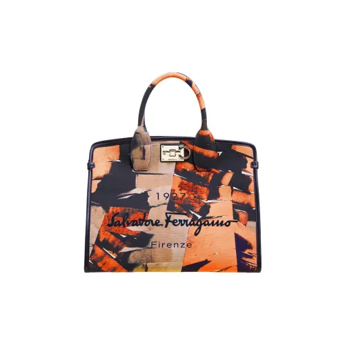 FERRAGAMO Studio Сумка из ткани с коровьей кожей комбинированная большая женская многоцветная