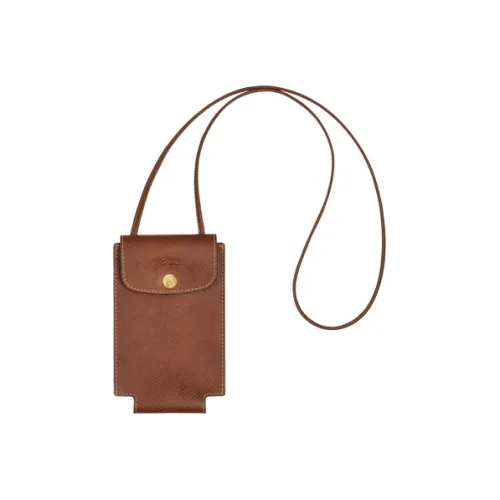 LONGCHAMP Le Pliage Кожаный держатель для карт Чехол для мобильного телефона Мужской Коричневый