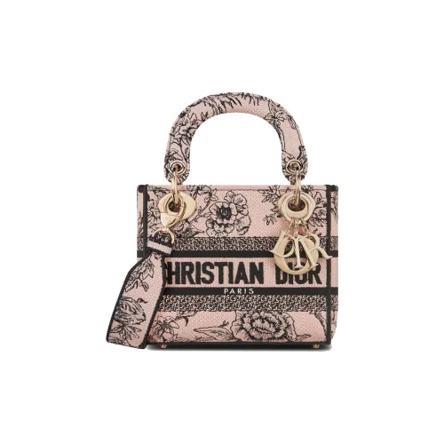 DIOR LADY D Лайт Вышивка Сумка Lady Dior Сумка через плечо Сумка Мини Женская Розовая