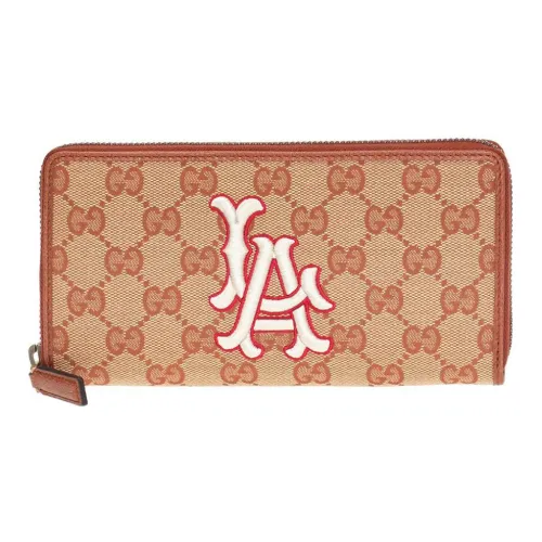 GUCCI MLB Коллаборация Холст Кошелек Унисекс Коричневый