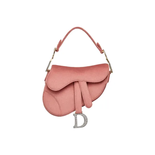 DIOR Седло Велюр Седло Сумка Сумка через плечо Мини Женская Розовая