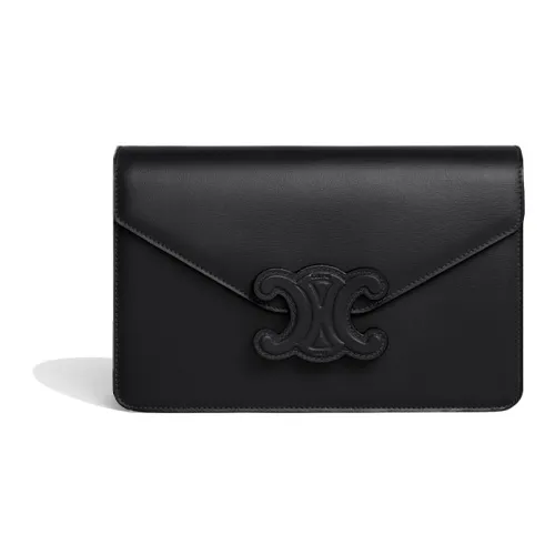 CELINE Triomphe Arc De Triomphe Телячья кожа Конверт Сумка Сумка Сумка через плечо Сумка через плечо Мини Женская Черная