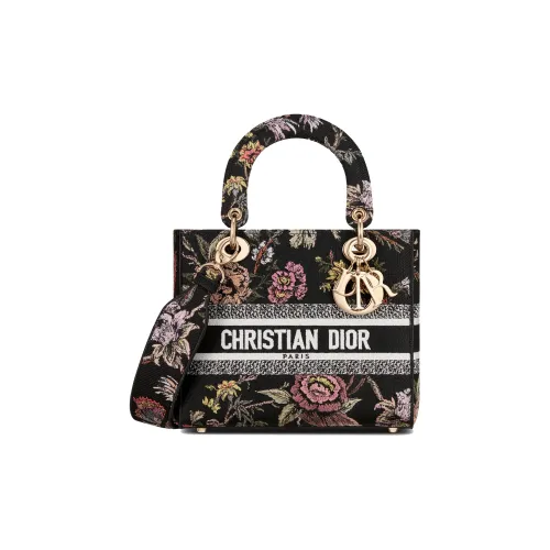DIOR LADY D Лайт Вышивка Сумка Lady Dior Сумка через плечо Сумка Средний Женские Черный многоцветный