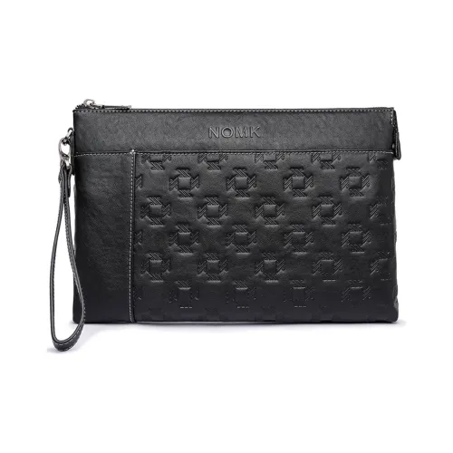 NOMK Клатч из крупнозернистой текстуры коровьей кожи кошелек натуральная кожа большой мужской черный