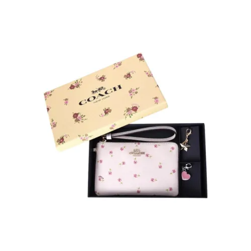 COACH Boxed Холст с кожей Кошелек Запястье Сумка Клатч Женская Белая