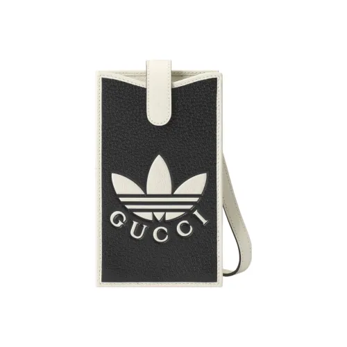 GUCCI Adidas Коллаборация Чехол для телефона из кожи Сумка через плечо Женская Черный Экрю