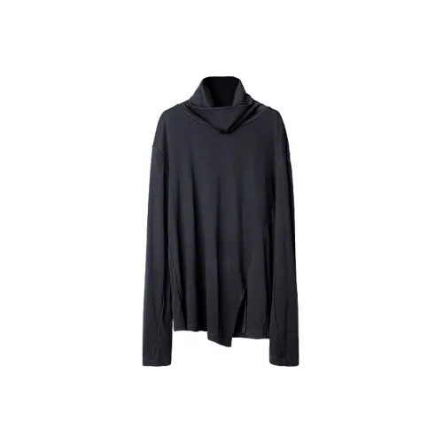 HUANXIANGZHE Длинный рукав Т-рубашка Унисекс Черный