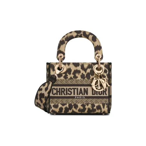 DIOR LADY D Лайт Вышивка Сумка Lady Dior Сумка через плечо Сумка Мини Женская Многоцветная Бежевая