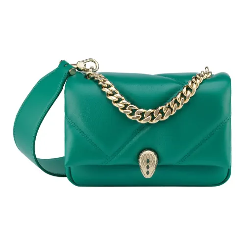 BVLGARI Serpenti Cabochon Телячья кожа Сумка через плечо Мини Женская Зеленая