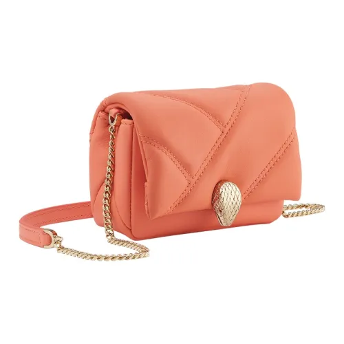 BVLGARI Serpenti Cabochon Телячья кожа Сумка через плечо Сумка на плечо Мини Женская Светло-оранжевая