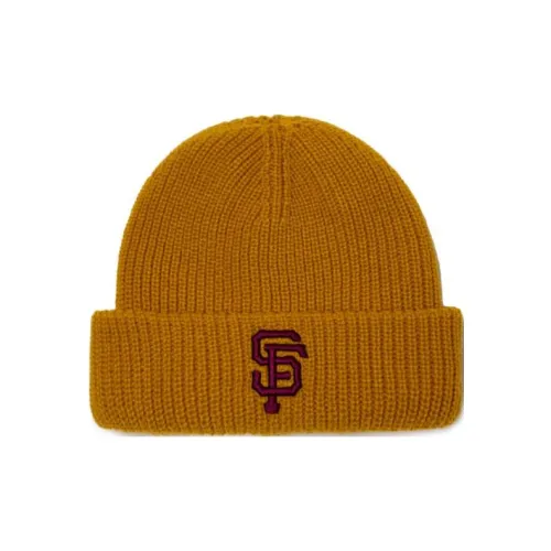 MLB Трикотажная ткань буква вышивка логотип шапки-бини унисекс желтый