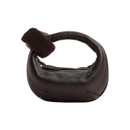 Bottega Veneta Jodie Shearling Корова Кожа Сумка Мини Женская Темно-Коричневая