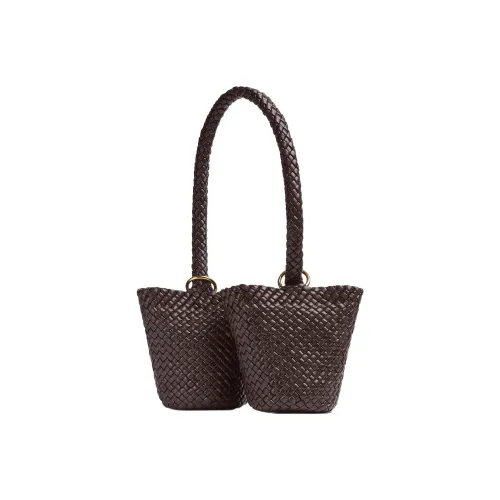 Bottega Veneta Sheepskin Canvas Bucket Bag Комбинированная сумка Сумка Сумка через плечо Мужская Темно-коричневая